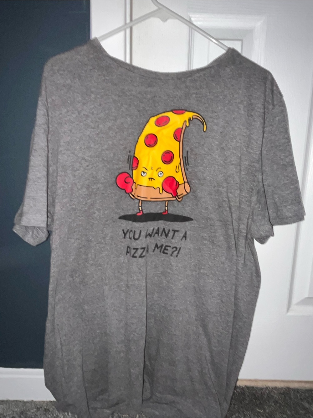 Old Navy Gray Short Sleeve Tee with Yellow Pizza Graphic